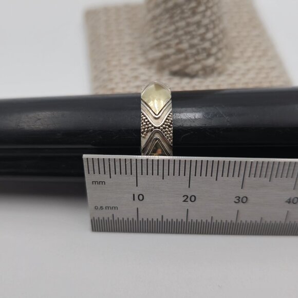 Size 9.75 Sterling Silver & 18kt Gold Unique Pattern Ring A2105 - Picture 7 of 8